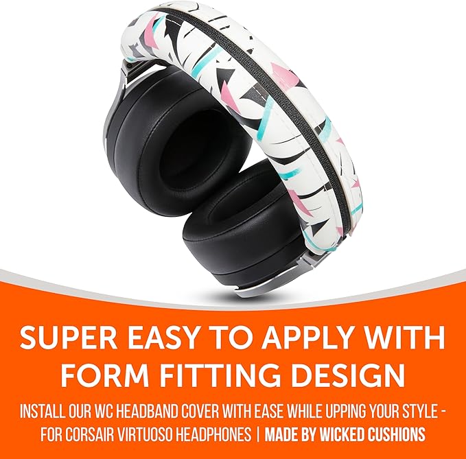WC BandZ Virtuoso V2 - Silicone Headband Cover for Corsair Virtuoso Headphones by Wicked Cushions | Machine Washable, No More Flaking Leather | for Virtuoso Wireless, XT, and SE | 90's White