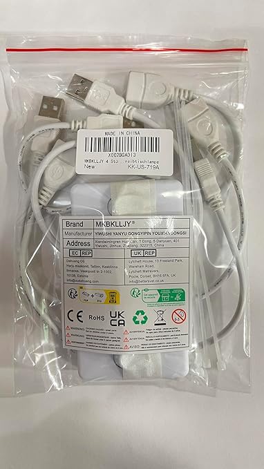 4PCS USB Power Switch Cable USB 2.0 A Male to Female Extension Cord On/Off Adapter with Inline Rocker Switch with Cable Ties for Driving Recorder Small Desk Lamp LED Strip (White)