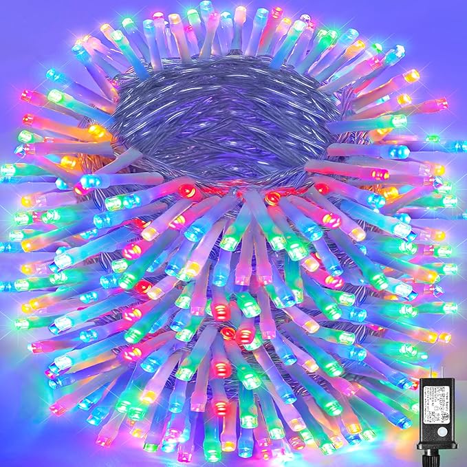 800 LED String Lights Indoor Outdoor, 262FT Christmas String Lights for Outside 8 Modes Clear Wire, Plug in Twinkle Fairy Lights for Bedroom Party Garden Christmas Tree Decorations, Multicolor