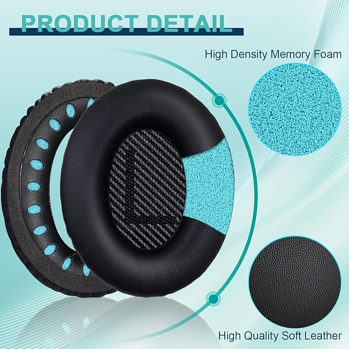 Replacement Earpads Cushions for Bose QuietComfort 35 & Quiet Comfort 35 II, Headphones Ear Covers Ear Pads for Bose QC35/QC35II/25/15 QC2 / Ae2 / Ae2i / Ae2W / Sound Link/Sound True-Black&Black