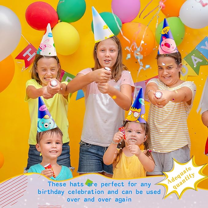 60 Pieces White Party Cone Hats Plain Birthday Paper Cone Hats with Elastic Rope for DIY Craft Birthday Thanksgiving New Year Party Supplies