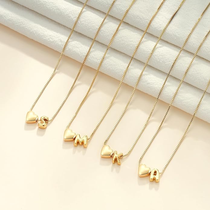 Valentines Day Gifts for Kids Teen Girls Women - 14K Gold Plated Dainty Heart A-Z Initial Letter Necklace Teen Girls Gifts Trendy Stuff Birthday Gift for 5 6 7 8 9 10 Year Old Girls Gift