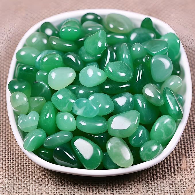 Polished Aventurine Crystal Chips 200 Pcs - 0.3" 10 oz Tumbled Stone Chips Crushed Sea Glass Stones Healing Reiki Crystal Jewelry Making Home Decoration