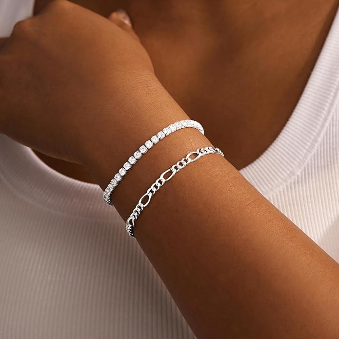 Gold Bracelets Set for Women Non Tarnish, 14K Gold Plated Sterling Silver Chunky Cuff Bracelet Stackable Gold Bangles Bracelet for Women Trendy Fashion Accessories Tie Knot Cuban Rope Paperclip Beaded Bracelet Stack Jewelry Valentines Day Gifts