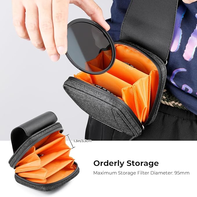 K&F CONCEPT 4 in 1 Basic Model Lens Filter Pouch Up to 95mm solar filter Pouch Case Camera Lens Filter Storage Wallet for ND UV CPL Filter Waterproof Filter Case