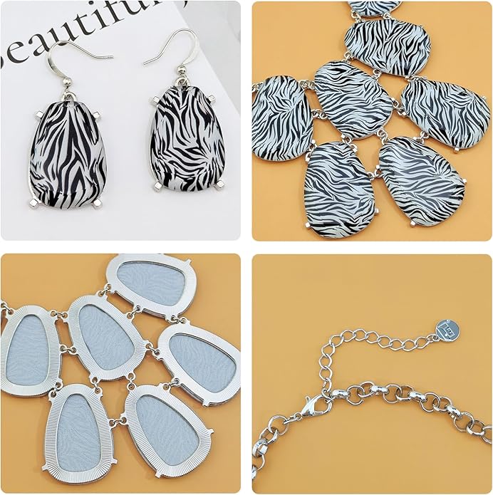 Firstmeet Chunky Bubble Statement Collar Necklace with Earrings for Women