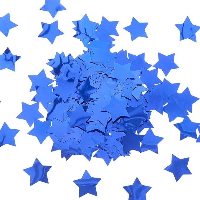 300 pcs Star Party Decorations - Plastic Star Sequins Sparkle Metallic Flakes Table Confetti (1.2 in, Blue)