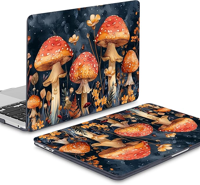 Mektron for MacBook Pro 13-inch Case 2022 2021 2020 Release A2338 M2 M1 A2289 A2251, Printed Plastic Hard Shell Cover for New MacBook Pro 13.3-inch Touch Bar Fits Touch ID，Mushrooms
