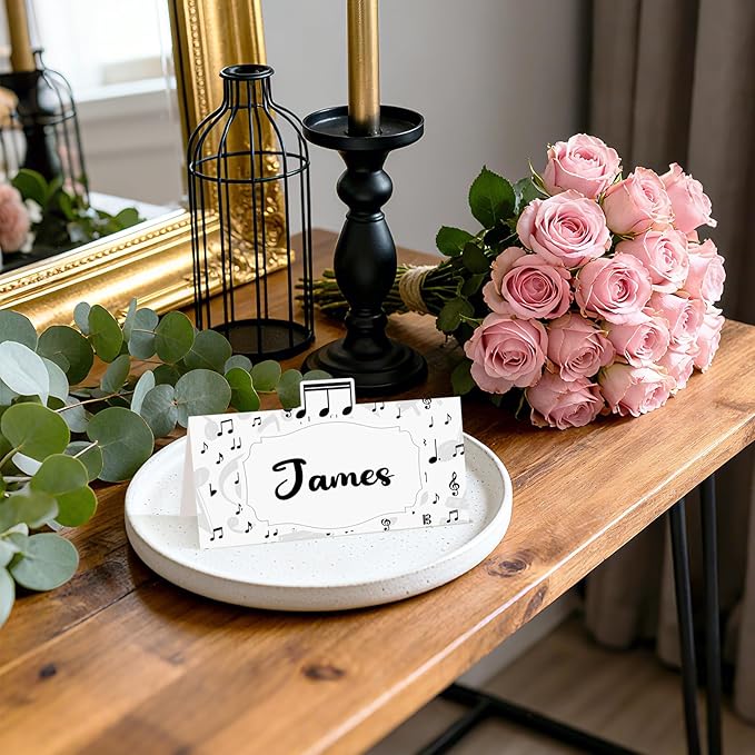 Music Theme Table Place Cards Notes Folded Place Cards Decorations Seating Name Cards for Music Theme Birthday Decor Back to School Classroom Wedding Party Supplies