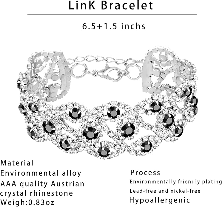 3/4 Pieces Women Jewelry Set Artificial Rhinestone Crystal Bride Statement Choker Necklace Tiara Crown Link Bangle Bracelet Teardrop Dangle Earrings Set