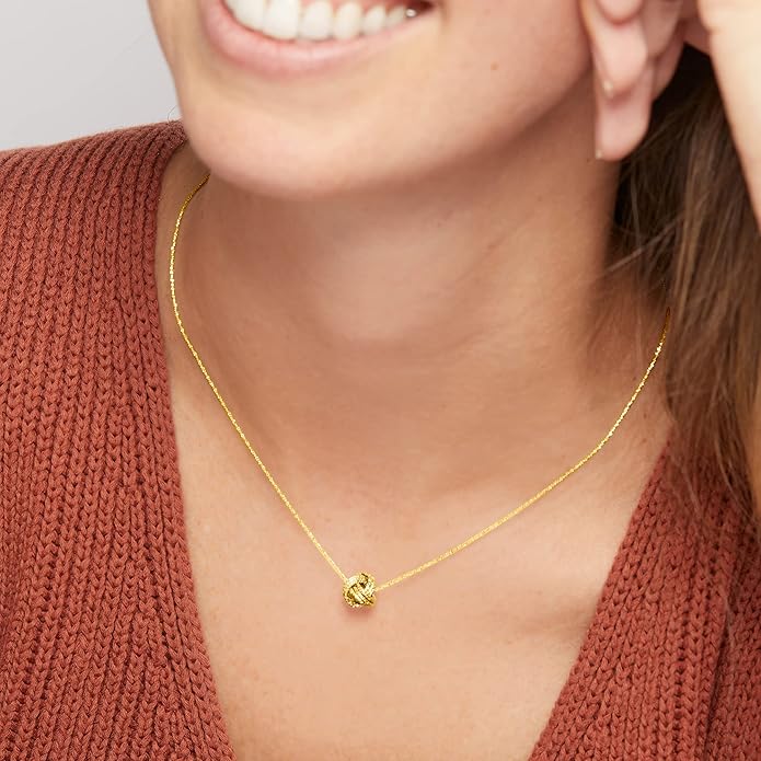 Ross-Simons 0.8mm Italian 14kt Yellow Gold Textured Love Knot Necklace, Necklace for Women, Gold Jewelry, Christmas, Birthday Gift