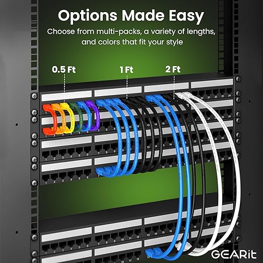 GEARit Cat 6 Ethernet Cable (5-Pack 3 Feet) Cat6 Network Patch, 10Gbps, RJ45, Snagless Cord, Gold-Plated Connectors, Internet for PC, TV, Tablet, Router, Printer, Servers, IT Data Center - Gray