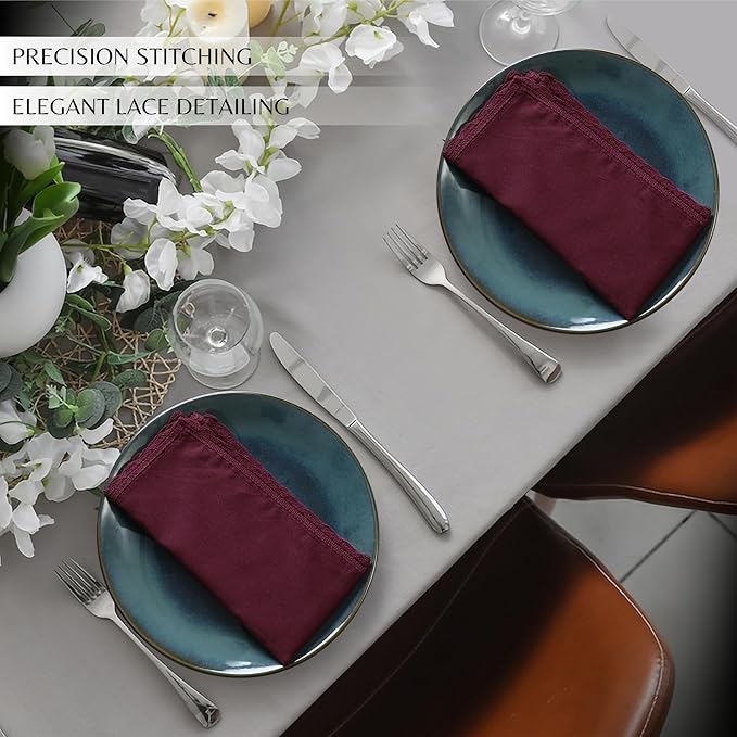 Ramanta Home Linen Flax Cloth Napkins Set of 4 |18x18 Inch | Premium Cotton Linen Flax Lace Soft & Durable | Washable Ideal for Everyday Use Parties Thanksgiving Christmas Halloween Burgundy