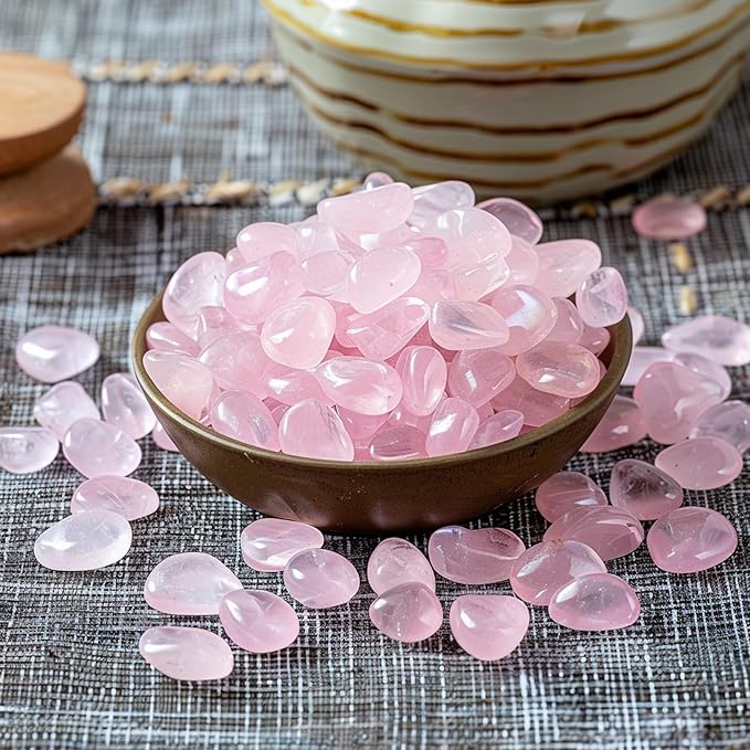 Polished Rose Quartz Crystal Chips 200 Pcs - 0.3" 10 oz Tumbled Stone Chips Crushed Sea Glass Stones Healing Reiki Crystal Jewelry Making Home Decoration