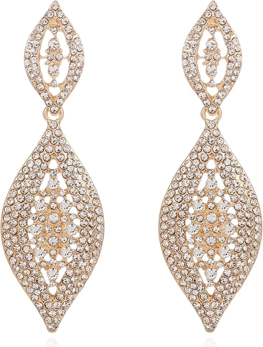 Elegant Rhinestone Dangle Earrings Crystal Wedding Bridal Long Dangling Drop Earrings Chandlier Earrings for Women Bridesmaid