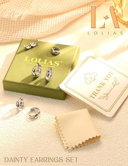 14K Gold Plated Hoop Earrings Set for Women - 3Pairs Chunky 14K Gold Plated Silver Huggie Earrings Small Earrings Lightweight Hypoallergenic MultiColored CZ Hoop Earrings Stacks for Multiple Piercing