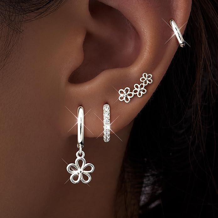 Small Gold Huggie Hoop Earrings Set for Women Men Hypoallergenic 14K Plated Stack Cartilage Earrings, Multiple Piercing Lightweight Mini Thin Cute Dainty Trendy Jewelry Set Christmas Gifts for Women