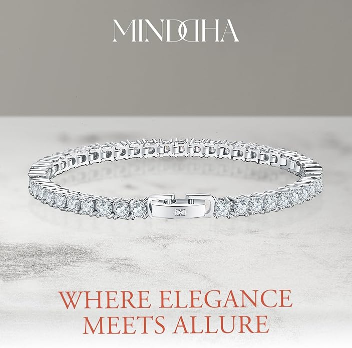 MINDDHA 14K Gold/White Gold Plated Cubic Zirconia Tennis Bracelet | Silver, Gold Bracelets for Women | Elegant CZ Tennis Bracelet for Women, Thin, Dainty, & Classic, Size 6-8 Inch