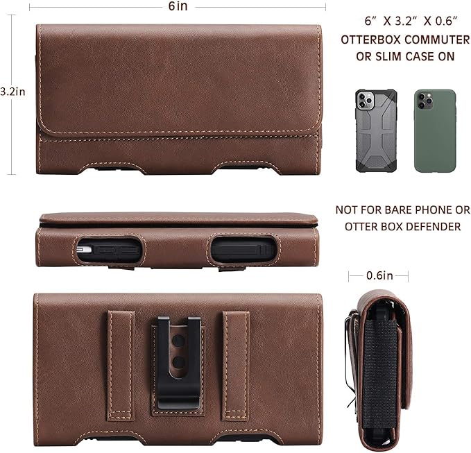 BECPLT for iPhone 17 Pro 17/16/15/14/13/12/11 Pro Holster Case Leather Pouch Case Holster with Belt Clip & Belt Loops with Card Holder for Galaxy S25 S24 S23 S22 S21 5G -Brown