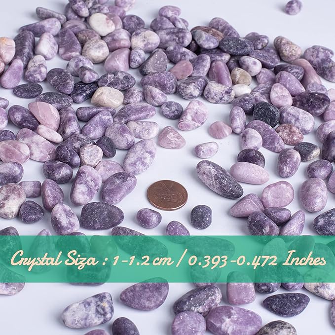 Polished Amethyst Crystal Chips Set, 0.4", 128 Pcs - Handpicked Tumbled Stones and Crystals Bulk for Healing, Reiki, Meditation, Witchcraft and Home Decor