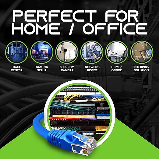 GearIT 24-Pack, Cat5e Ethernet Patch Cable 3 Feet - Snagless RJ45 Computer LAN Network Cord, Blue - Compatible with 24 48 Port Switch POE Rackmount 24port Gigabit