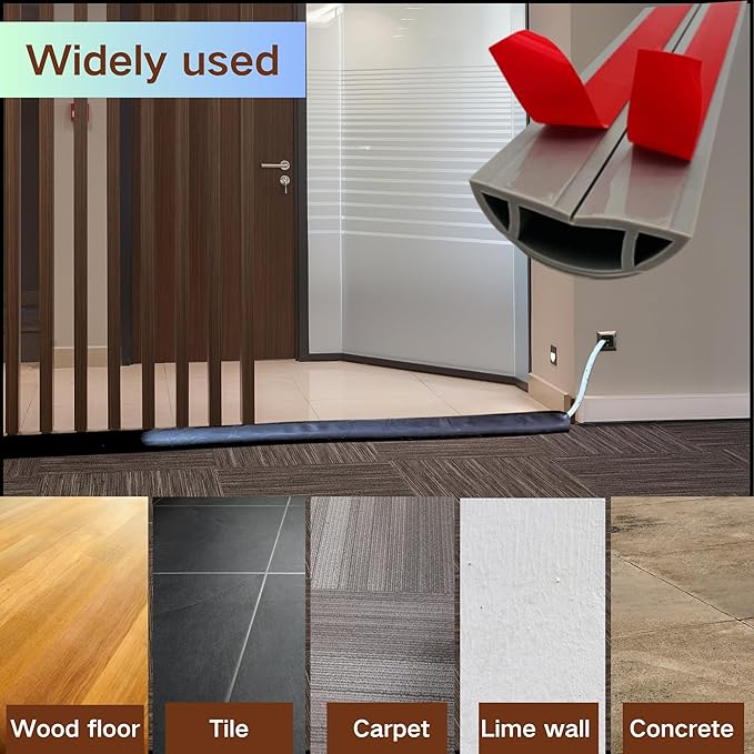 3.3ft Self Adhesive Floor Cord Cover,Heavy Duty Soft PVC Cable Protector and Extension Cord Hider,Cord Management System to Hide Wires on Floor,Cable Cavity:0.61" (W) x 0.32" (H) Beige