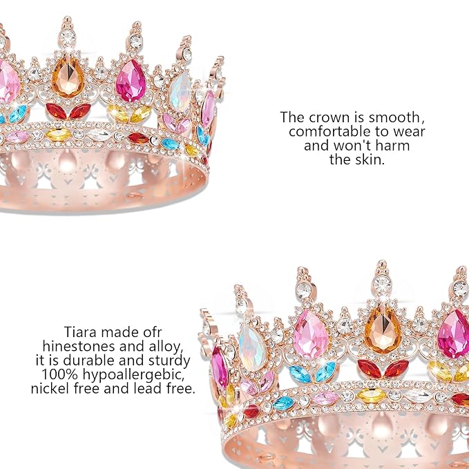 Queen Crown Rhinestone Wedding Crowns and Tiaras for Women Costume Party Hair Accessories Princess Birthday Crown Crystal Bridal Crowns