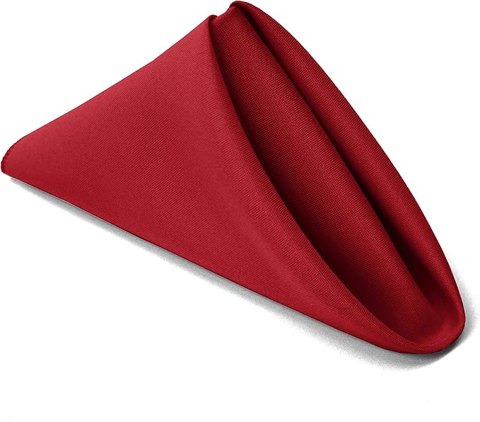 TableLinensforLess [6 Pack, Cherry Red] Cloth Napkins 17x17 Inches, 100% Polyester Dinner Napkins with Hemmed Edges, Machine Washable Napkins Ideal for Parties, Weddings and Dinner