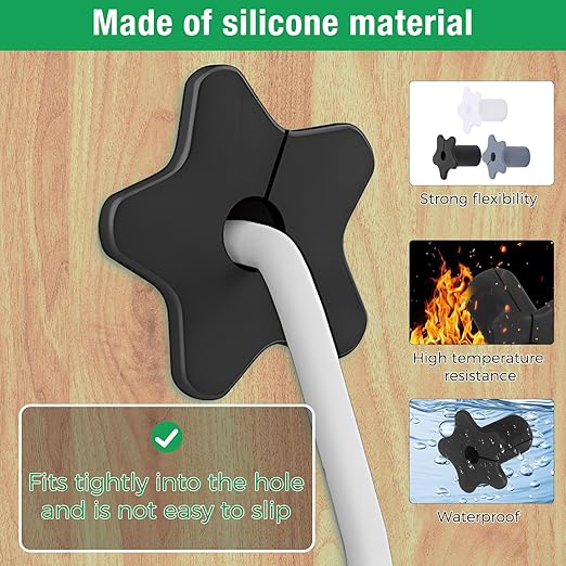 4pc Starlink Cable Grommet 5/8" Silicone Waterproof Wall Hole Pass Through Split Cable Bushings for TV Wire Ethernet Cord, Starlink Cable Routing Kit Accessories, 27.6mm/1.09" Ht, Black