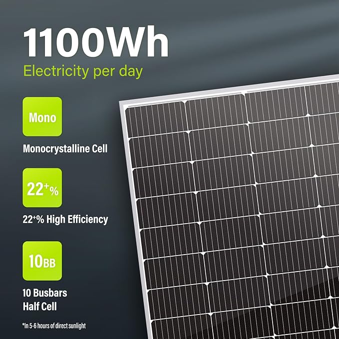 Newpowa 220W Monocrystalline Solar Panel 10BB Cell Solar Panel 220 Watt 12V High Efficiency Mono Module RV Marine Boat Off Grid