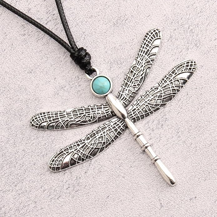 GelConnie Boho Necklaces for Women Vintage Silver Circles Long Pendant Necklace Cowgirl Sweater Necklace Adjustable Leather Choker Necklace for Women