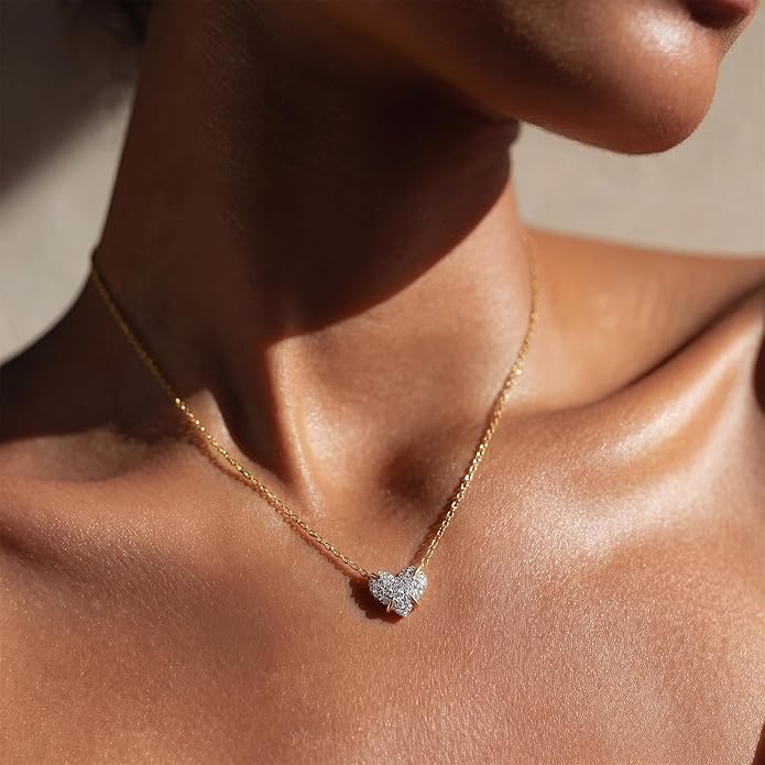 MEVECCO Dainty Gold Necklace For Women 18k Gold Plated Full CZ Pendant Necklace Handmade Necklace Jewelry Everyday Wear