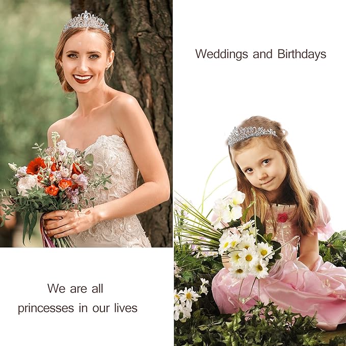 Velscrun Happy Birthday Queen Silver Tiara Crowns for Women, Blue Sash, Party Favors & Decorations