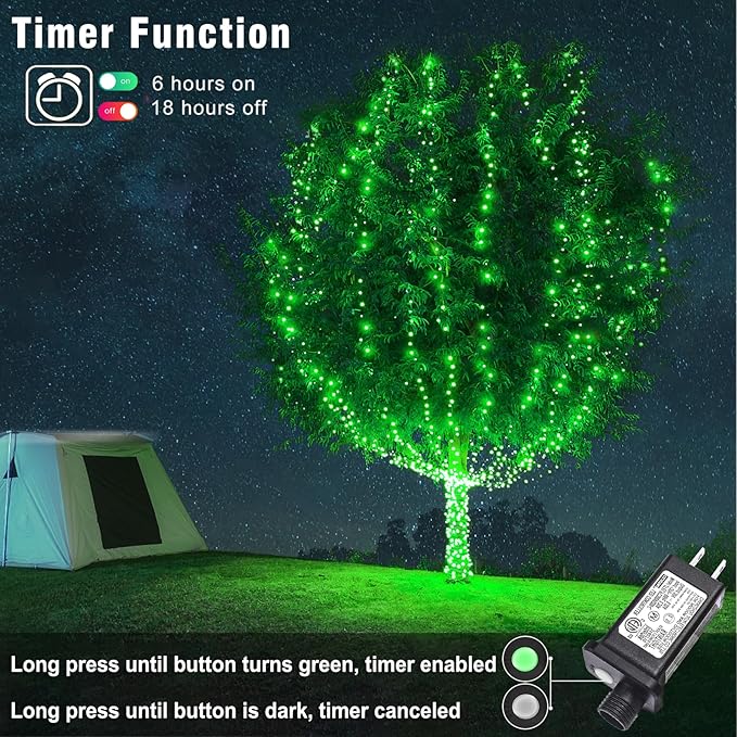 66FT 200 LED Christmas Lights Outdoor, Plug in Christmas String Lights Indoor, Waterproof & 8 Modes & Timer Function, Connectable Fairy Twinkle Light for Home Room Yard Christmas Decor, Green