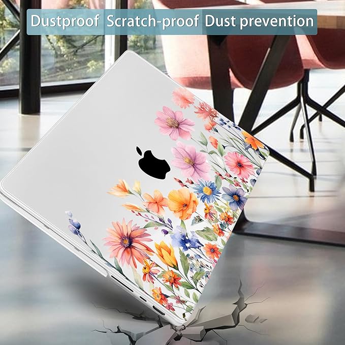 Mektron Case for MacBook Pro 16" M4 A3403 A3186 M3 A2991 M2 A2780 M1 A2485 (2021/2023/2024) Pro/Max with Touch ID, Hard Shell Plastic Laptop Cover Keyboard Cover Screen Protector, Floral P165