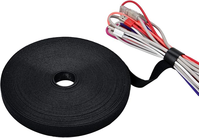 Pasow fastening tape Cable Tie Double Side Nylon Power Wire Management 3/4Inch 1 Roll Hook (25 Yards, Style 2)