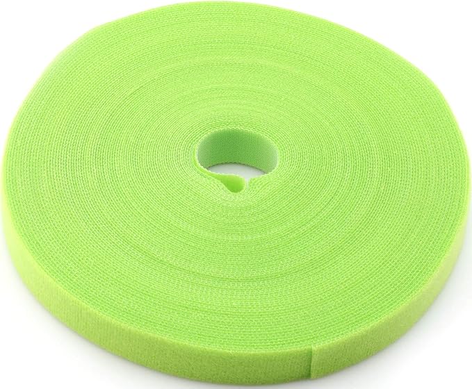 Reusable Fastening Tape Cable Ties 3/4 Inch Double Side Hook Roll (25 Yard, Green)