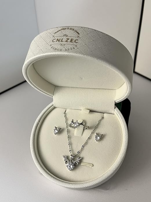 Stunning 3-piece Moissanite Jewelry Set - Necklace, Ring & Earrings | Elegant Wedding Jewelry Sets for Brides | Perfect Moissanite Earrings & Necklace | Timeless Bride Earrings & Wedding Earrings for Brides