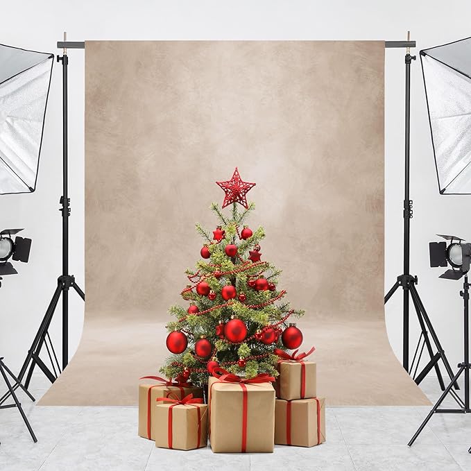Abstract Professional Photography Backdrop for Portrait Photo Props Booth Background Photoshoot Studio with Polyester Fabric Roller Pocket on Top (8x10ft,Light Beige,No Stand)