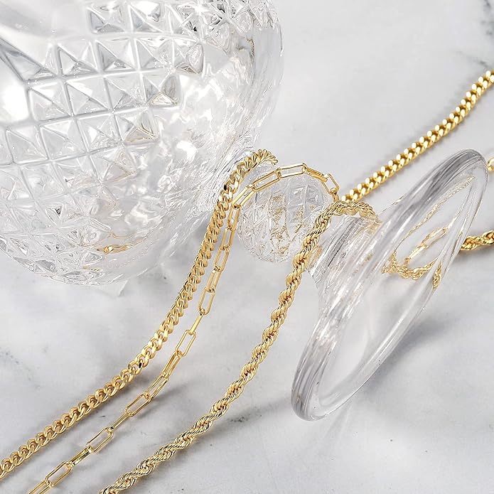 CHESKY Layered Necklaces for Women, 14K Gold Plated Chain Necklace Women Trendy Cuban Link Paperclip Chain Toggle Clasp Necklace Fashion Chunky Jewelry for Women