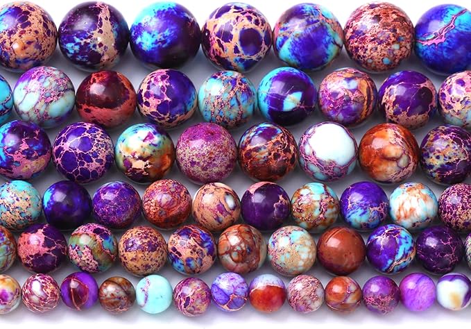 8MM 44PCS Natural Stone Galaxy Purple Sea Sediment Imperial Jasper Loose Beads for Jewelry Making DIY Bracelet Necklace