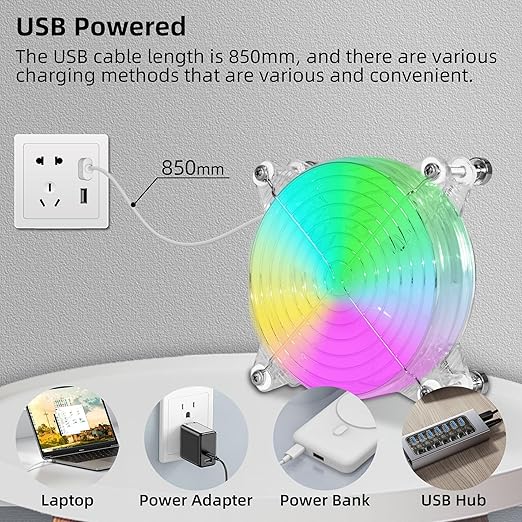 120mm 4.72" Small 5V USB RGB Fan with Magnetic Screws – Quiet LED PC Cooling Fan for Mini PC, Laptop, PS5, Xbox, TV Box, Cabinet, Server & Electronic Devices