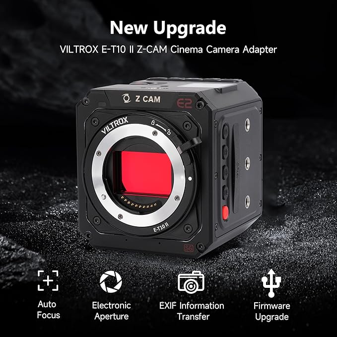 VILTROX E-T10 II Lens Mount Adapter, E Mount Lens to Z-CAM Cinema Cameras Autofocus Adapter Converter Compatible with Sony E Mount Lens to Z-CAM E2-M4 E2-S6 E2-F6 E2-F8 Cinema Cameras
