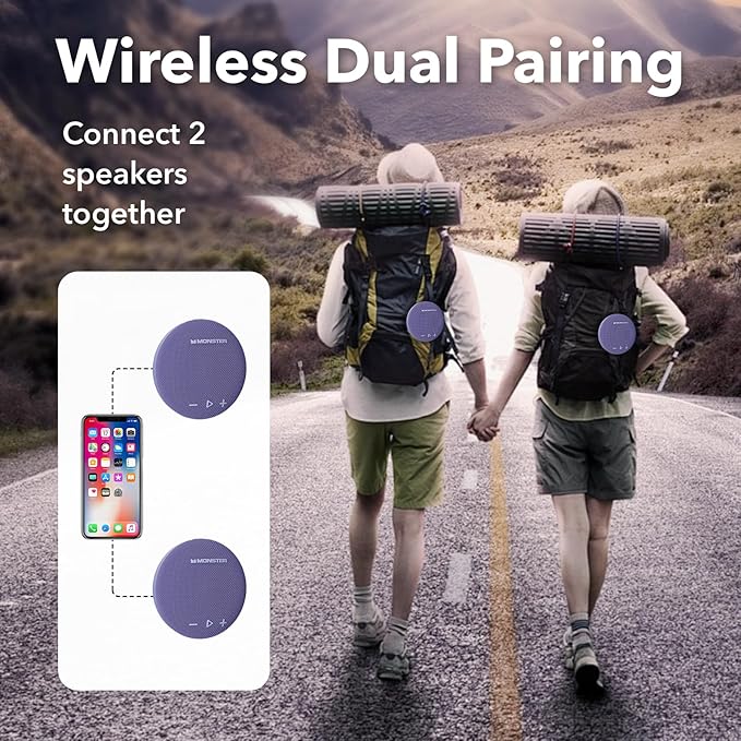Monster Bluetooth Speaker, IPX8 Shower Speaker Waterproof, Bluetooth 5.4 with Loud HD Sound and Robust Bass, Extra Long Playtime Punchy, for Home, Beaches Portable Wireless Outdoor Speakers