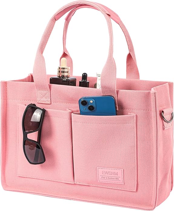 Canvas Tote Bag for Women, Large Laptop Travel Tote Handbag Totes with Crossbody Shoulder Teachers Reusable Grocery Bags