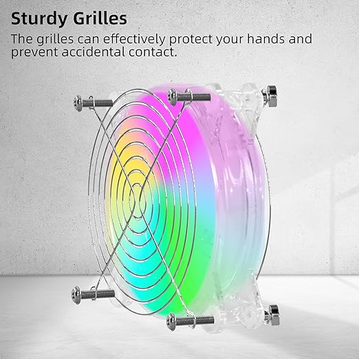 120mm 4.72" Small 5V USB RGB Fan with Magnetic Screws – Quiet LED PC Cooling Fan for Mini PC, Laptop, PS5, Xbox, TV Box, Cabinet, Server & Electronic Devices