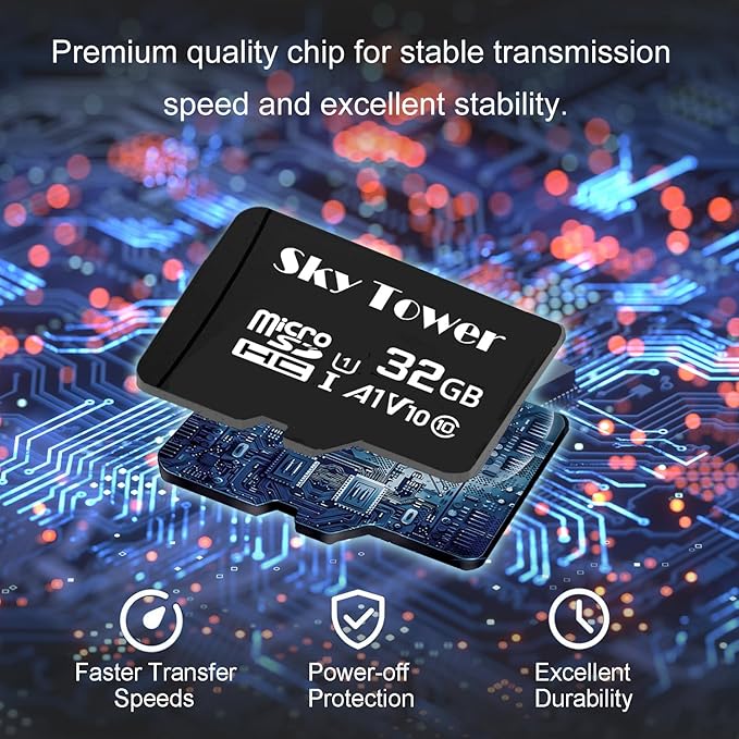 Sky Tower Ultra microSDXC microSDHC UHS-I Memory Card with Adapter [New Version] Flash Memory Card - Up to 100MB/s, U1, Class10, V10, A1, High Speed TF Card (32GB Micro SD Card 2 Pack)