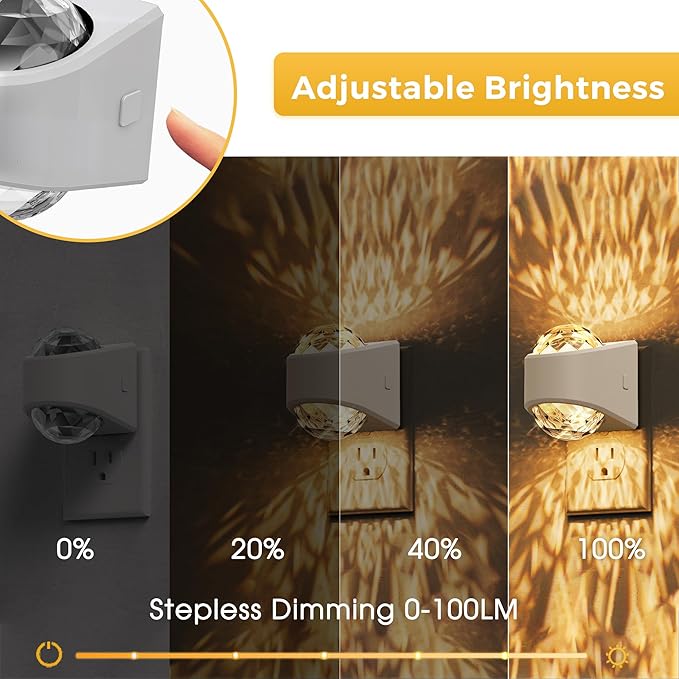 L LOHAS LED Projector Night Light, 2Pack Night Lights Plug into Wall with Dusk to Dawn Sensor,3000K Soft White Projector Nightlight for Kids Playroom Home Theater Party