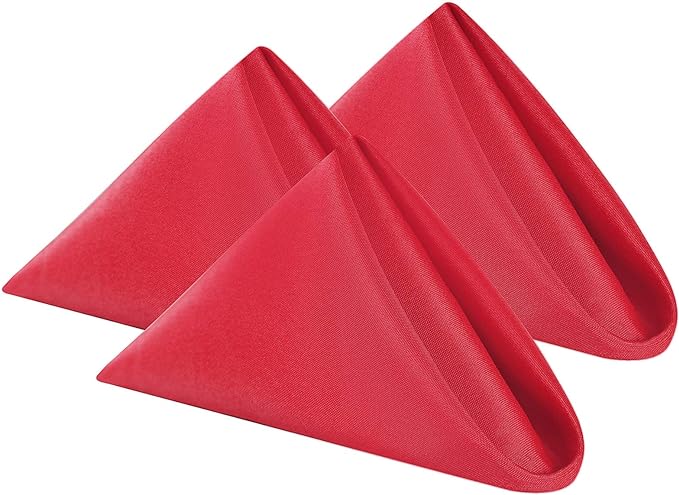 Cloth Napkins 20x20 inch Washable Polyester Dinner Napkins Soft Table Napkins for Wedding Party Dining Banquet(Red,50PCS)