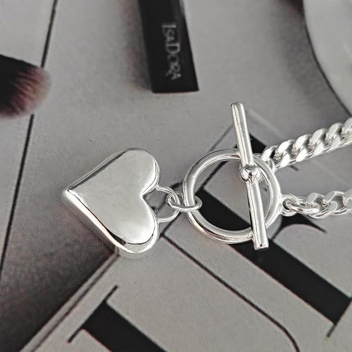 Cute Heart Necklace for Women Gold/Silver Plated Heart Pendant Choker Necklaces Tendy Love Heart Chain Necklace Dainty Gold/Silver Necklace Jewelry Gifts for Women